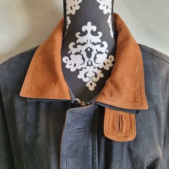 Vintage Leather Vera PELLE Barn Coat Jacket Italy Ash Black Brown Tan Size M - Picture 4 of 14